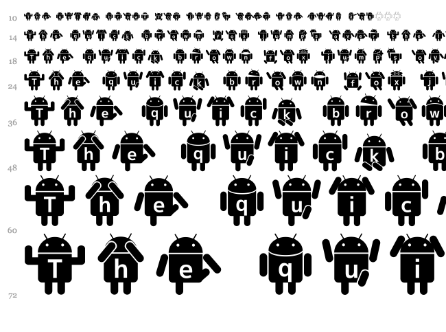 Droid Robot font waterfall